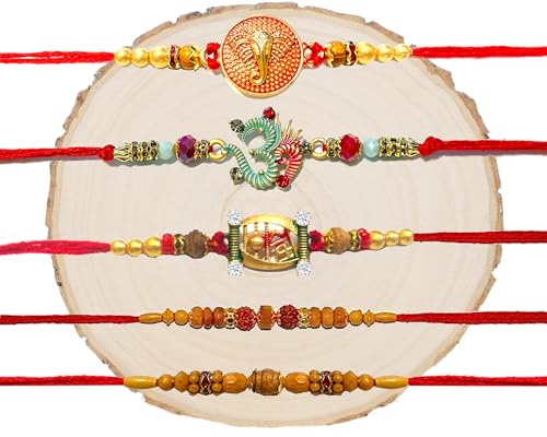 Rakhi for Brother RakhiSet of 5 with Red Color Thread Design, Raksha bandhan Rakhi for Brother
