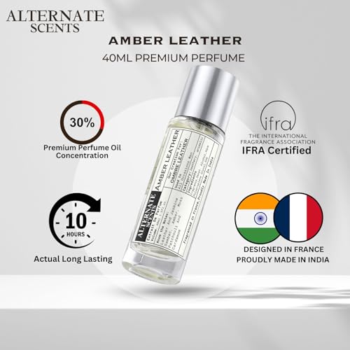 Image of Alternate Scents AMBER LEATHER 40ml Long Lasting Perfume For Men |Strong& long Lasting with 30% Oil Concentration|Bold, Spicy-Leather| Fragrance From France | Made In India|