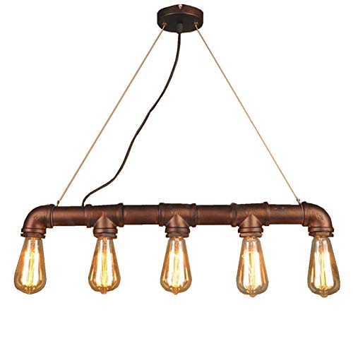 Preisvergleich Produktbild HWAMART HL427 fünf Kopf Edison E27 Kupferrohr industrielle Steampunk-Anhänger Jahrgang rustikalen Deckenleuchte Lampe