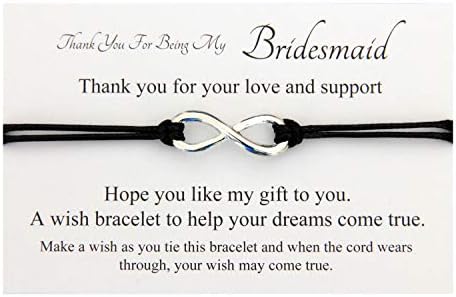 Handmade Infinity charm Wish bracelet for family friends wedding teacher,Come With Organza Gift bag,(Handmade in UK) (Will You Be My Godmother)