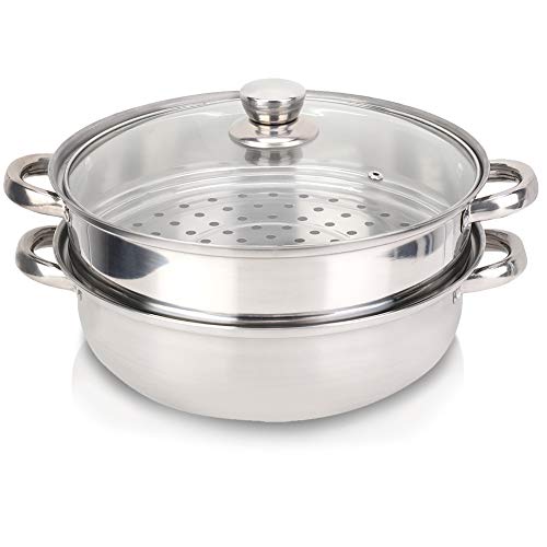Marmite vapeur inox double chaudière pour cuire sans brûler 27cm