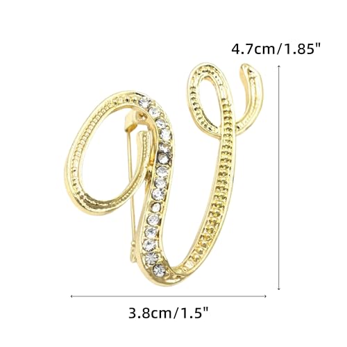 Image of Rhinestone Initial Brooch Pin for Women, Alphabet Gold Letter Brooch A-Z with Crystal, Metal Pin for Hat Bag Dress Suit Accessory for Men