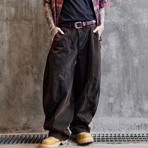 Men's Baggy Jeans Y2K Vintage Distressed Ripped Wide Leg Denim Pants Casual Loose Fit Hip Hop Streetwear Trousers2