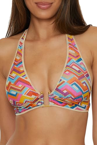 BECCA Women's Las Palmas Halter Bikini Top, Adjustable, Tie Back, Swimwear Separates