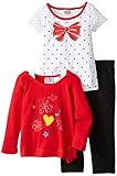 Peanut Buttons Baby Girls' 3 Piece Pant Set with Ribbon Hearts