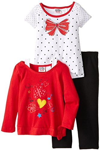 Peanut Buttons Baby Girls' 3 Piece Pant Set with Ribbon Hearts