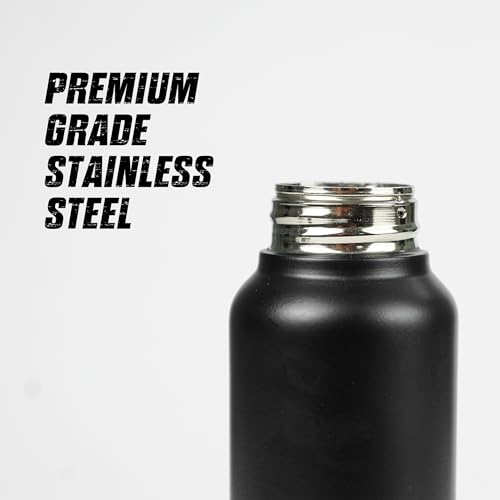 Image of MuscleBlaze Premium Grade Stainless Steel Water Bottle, Black, 1L | Leakproof, BPA-Free & Rust-Resistant