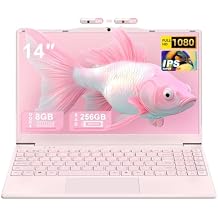 14 inch Pink Laptop, N5100 CPU, 8GB RAM Up to 64GB Expandable, 256GB NVMe SSD, 1920P FHD IPS Display, Win11 Pro, Numeric Pad, 2.4G/5G WiFi, BT, Lightweight Laptop for Daily Work Study
