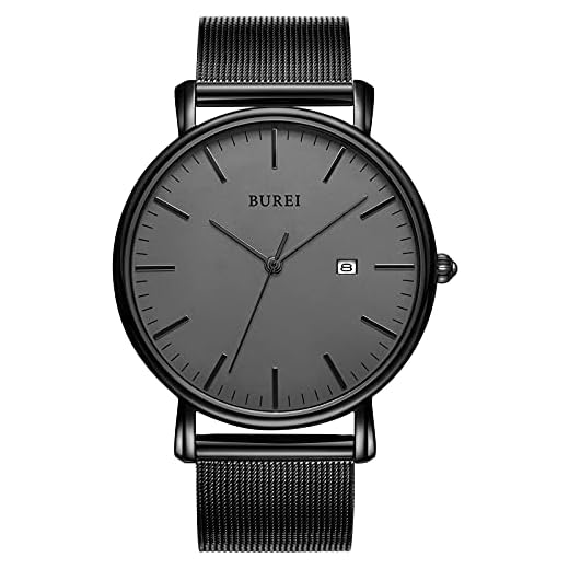[BUREI]メンズ 腕時計 シンプル 防水 アナログ 人気 腕時計 ブランド おしゃれ メンズ ミラネーゼ メッシュ ベルトブラックグレー