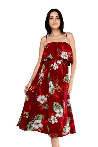 Image of Matchable Family Hawaiian Luau Men Women Girl Boy Clothes in Pineapple Garden Burgundy