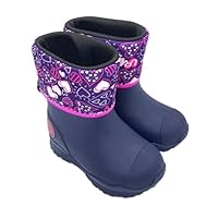 UPVez Toddler Rain Boots, Waterproof Rubber Kids for Girls and Boys, in Fun Printed & Colors Unisex-Child Outdoor Rain Boots, Veronica Model Blue with Fuchsia and White Hearts