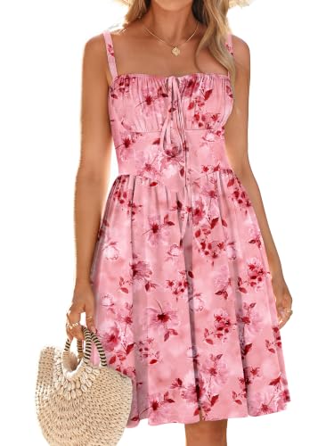 Image of YIOYOLA Womens Summer Mini Corset Casual Dresses Spaghetti Straps Lace Up Vacation Beach Sundress with Pockets 2026