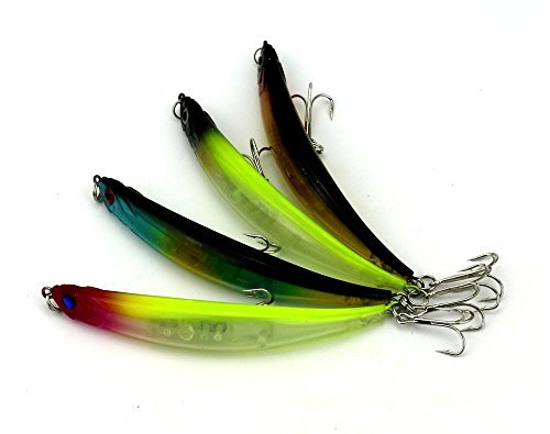LENPABY 4pcs/lot Hard Plastic Bent Minnow Fishing Lures bass Wobble Swimbaits Bass Trout Fishing Tackles for Saltwater and Freshwater 11.5cm/4.53
