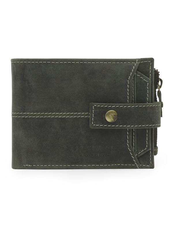 Image of TEAKWOOD LEATHERS Men's Two Fold Zipper Leather Wallet | Leather Men Wallet (Olive)