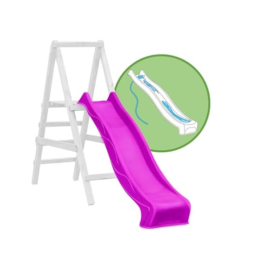 Gartenwelt Riegelsberger Wellenrutsche 290 cm Violett mit Wasseranschluss Anbaurutsche für Podesthöhe 150 cm Kinderrutsche für Spielturm oder Schaukel inkl. Montageschrauben