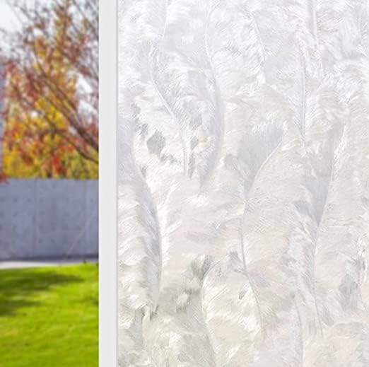 Privacy Window Film Self Adhesive Decorative Film for Bathroom Door Window Heat Control Anti UV Decorative Film for Window Heat Control Static Cling (24 X 85 Inch, Feather Touch)-image-34