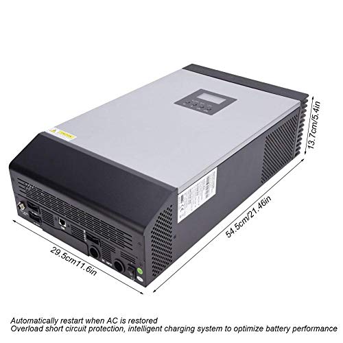 Multi-Function Hybrid Inverter, MPS-5K 5KVA 4000W Photovoltaic Solar Hybrid Pure Sine Wave Inverter Battery Charger off-grid Power Converter Power Supply Inverter with 60A 48V MPPT Controller for Home