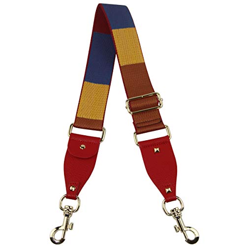 Image of Duwi Wide Purse Strap Multicolor Striped Guitar Style Strap Adjustable Canvas Crossbody Bag Strap