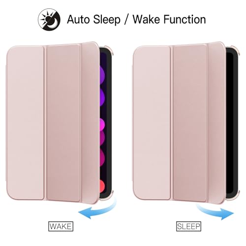 Image of JETech Cover Case for iPad mini (A17 Pro, 2024 Model, 7th Generation) / mini 6 (2021 Model, 6th Generation), Slim Stand Hard Back Shell Smart Cover with Auto Wake /Sleep (Rose Gold)