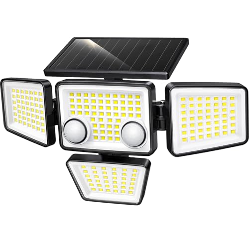 LYWALT Solar Outdoor Lights - 3000LM 188 LED Motion Sensor Outdoor Lights, 4 Heads IP65 Waterproof...