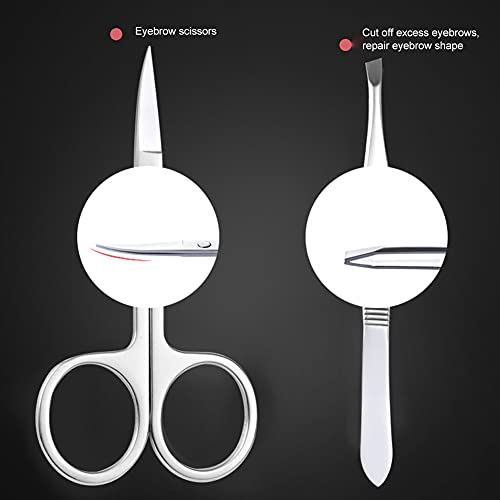 ネイルファイル、実用的な眉毛はさみ爪切り、19個のステンレス鋼グルーミングキット、 耳かき、旅行用フェイシャルグルーミング軽量(グレーブラック)