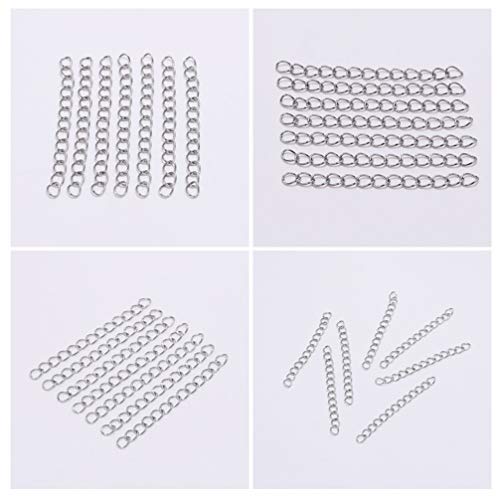 EXCEART 100piezas Cadenas Extensoras De Acero Inoxidable Para Joyería Accesorios Diy Para Collares y Pulseras Cadenas Extendidas Para Hacer Joyas Casa