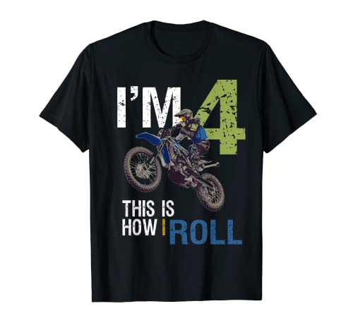 Photo de Kids I'm 4 This Is How I Roll Motor Cadeau d'anniversaire pour garçon T-Shirt
