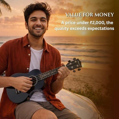 Image of Vault UK-003 Soprano Colourful Ukulele 21 inch with Gig-Bag - Black