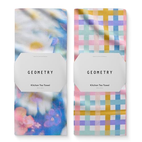 GEOMETRY Spring Kitchen Towels - Quick Dry Microfiber Cloth Spring & Summer Dish Towels for Kitchen Drying - Premium Quick Dry Towel - Soft Flora, 18" x 30" - 2-Pack