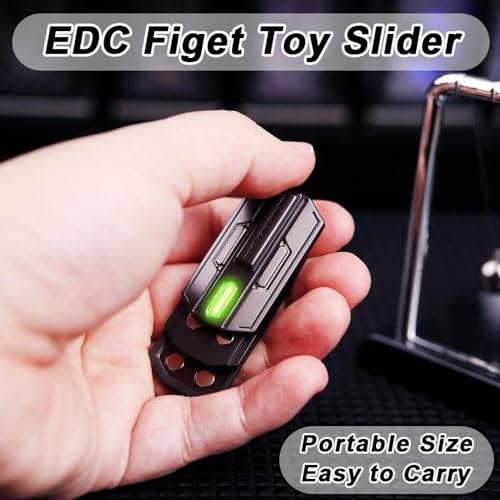 STONESTAR Mecha Fidget Slider, Glow-in-The-Dark Magnetic Metal Fidget Toys, 3-Layer Push Card Sensory Toys EDC Fidget Toy for Adults, Helps Relieve ADHD/Anxiety/Stress (Green Light) - Thumbnail 6