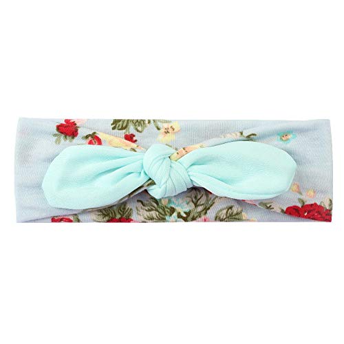 Malloom Tiara de bebé de algodón elástico imprimió la Venda del Pelo de Las Orejas de Conejo de los niños (K)