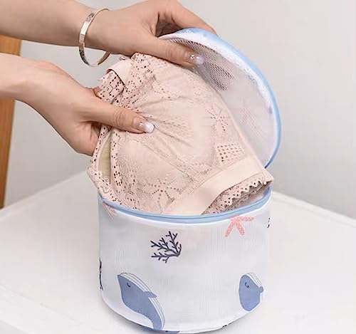 Image of Lukzer Mesh Laundry Clothes Washing Bag, Pack of 3 with Premium Rust Free Zipper, Store Dirty Clothes, Washing Bags, Blouse, Bra, Hosiery, Lingerie, Stocking, Jeans (Fish Prints)