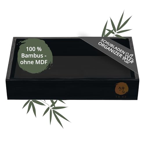 TAKE® 1-teilige Bambus Box schwarz [27x15x5.5cm] - Natur Bambus Aufbewahrungsbox Holzkiste für Küche, Büro und Bad Organizer, Aufbewahrungsbox für mehr Ordnung, Ordnungsbox (schwarz)