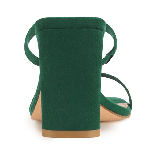 Image of Carcuume Women's Square Toe Two Strap Open Toe Block Heels Sandals Slip On Shoes