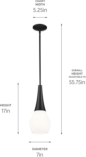 Miniatura 6 de Kichler Deela - Colgante de 1 luz (17 pulgadas, cristal de ópalo con revestimiento satinado en bronce champán)