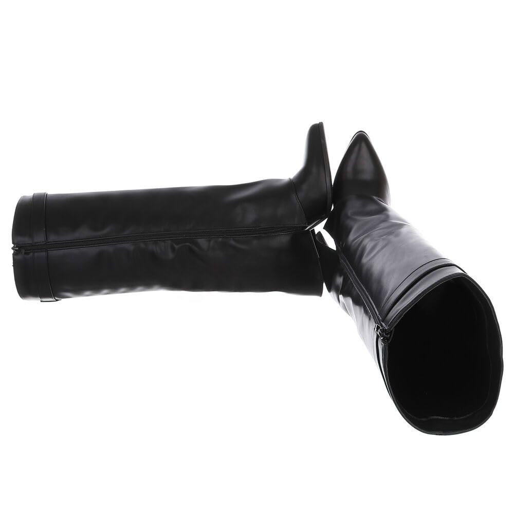 Ital Design Damen Stiefel mit Reißverschluss und Blockabsatz, spitze Form