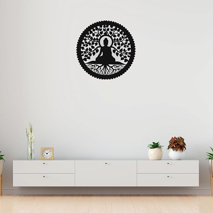 LASER ART Wall Decore Backlit – Spiritual Wall Sconce for Home Décor, Living Room, Meditation, and Temple | Wooden Material 12 Inch (Buddha Tree) 3