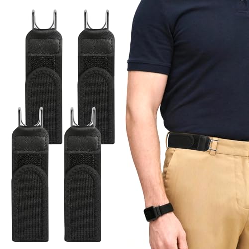 Gyism 4 Stück Gürtel Ohne Schnalle Herren Damen mit Gürtelhaken, Taktischer Gürtel Ersatz, Unsichtbarer Elastischer Gürtel Herren für Männer, Jeans und Frauen Freizeit, Beruf (Schwarz)
