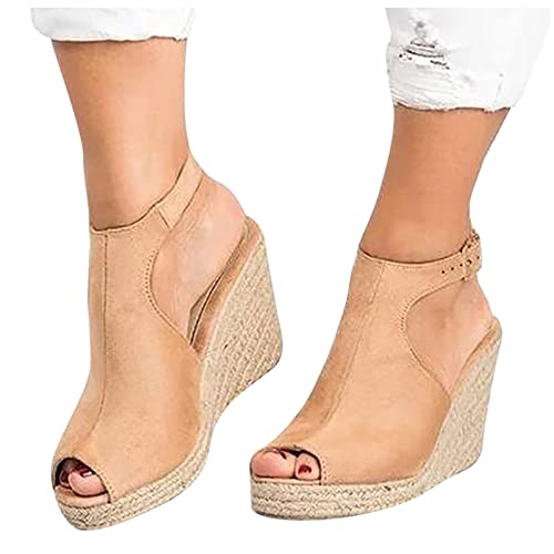 Pbnbp Casual Espadrilles Wedge Sandals For Women Summer Platform Sandals Peep Toe Beach Shoes Ankle Strap Buckle Mules Dressy Comfort Trendy Sandalias thumb #1