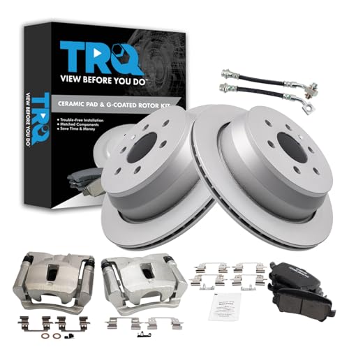 Image of TRQ Rear Brake Pad & Rotor Kit Ceramic Premium G-Coated Compatible with 2015-2019 Chevrolet Colorado GMC Canyon