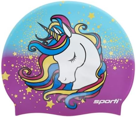 Sporti Silicone Swim Cap Graphic Design with Dimension Height 7.6...