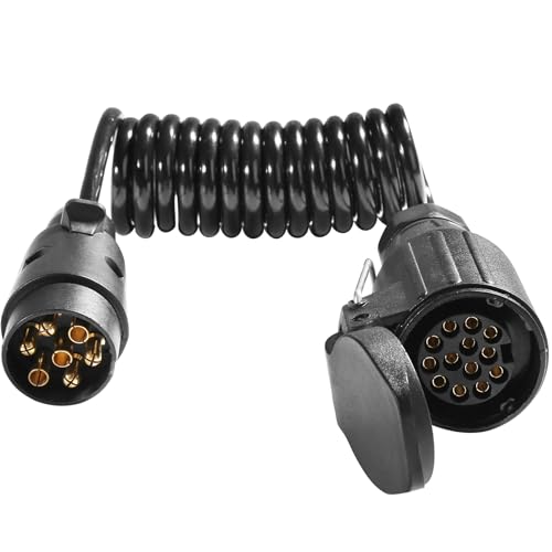 ETUKER Cable para Remolque 7 Polos 1.8M Adaptador Cable 12V Alargador Cable Remolque con Enchufe 7 Pines a Zócalo 13 Pines