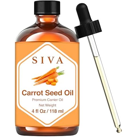 SIVA Carrot Seed Oil 4oz (118ml) Premium Cold-Pressed Carrier Oil With Dropper For Face, Skin Care, Body Massage, Hair Care, Hair Oiling & Scalp Massage Cover