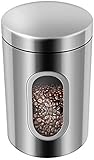 Cosaux Aufbewahrung Vorratsdose WQ010 Kaffeedose Edelstahl Kaffeebehälter Luftdicht für Kaffeebohnen Tee, Nüsse Kakao oder Süßigkeiten1.5 Liter Silber