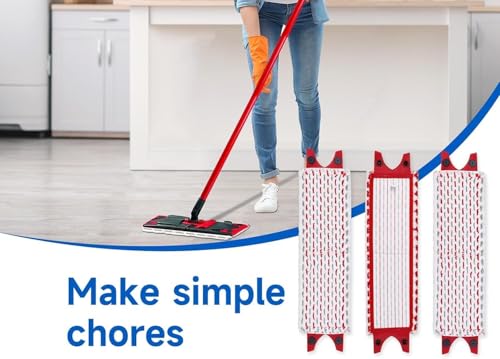 3 Stück Bodenwischer Ersatzbezug Kompatibel mit Vileda Wischmopp Ersatz Mikrofaser Set,für Ultramat Mop Ersatz, Leicht zu Befestigen,Staubwischer,für Alle Flecken Entfernen Boden Rot 8