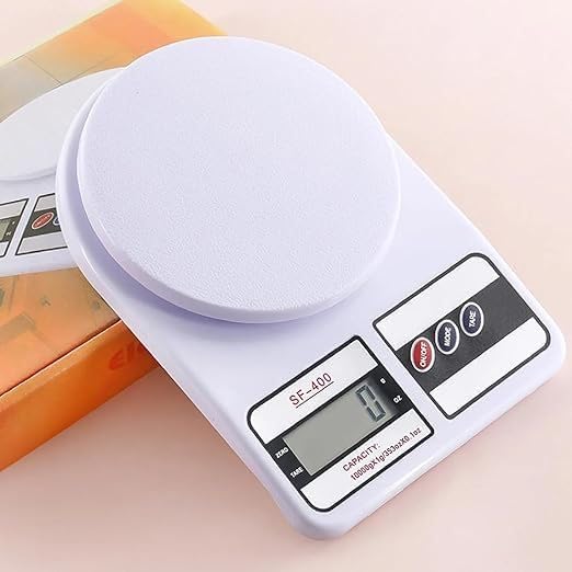 Digital Kitchen Weighing Scale 10kg Capacity, LCD Display, White | Tare Function, High Precision, Battery Operated, Electronic Food Scale, SF-400 Model-image-7