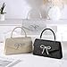 Dreubea Women's Tote Fashion Bowknot Rhinestone Evening Bag Beautiful Shiny Clutch Handbag Silver