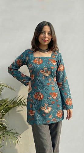 Image of ANNI Designer Women's Viscose Blend Printed Short Kurti | Short Kurti for Women | Stylish Kurti for Woman | Trendy Short Kurtis for Woman | Kurti Kurtas for Woman
