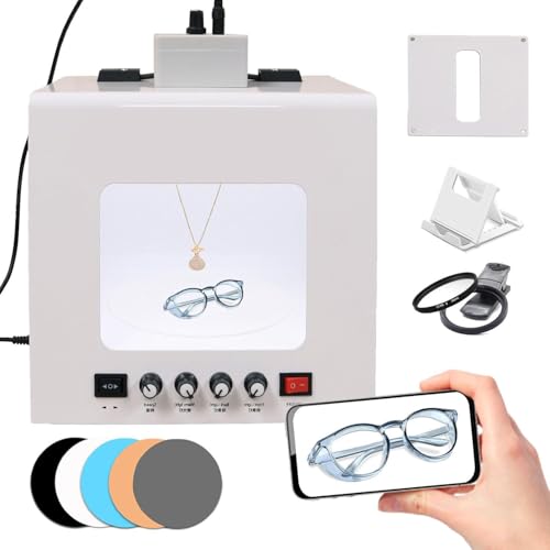 Caja de luz para joyería que elimina reflejos mediante tocadiscos regulable