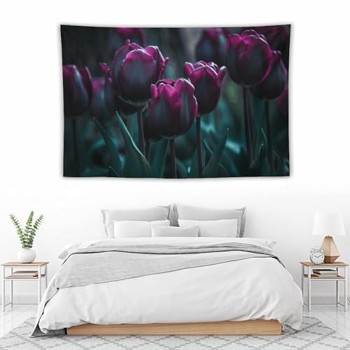 Tapisserie murale tissu doux fleurs violettes décoration rétro légère